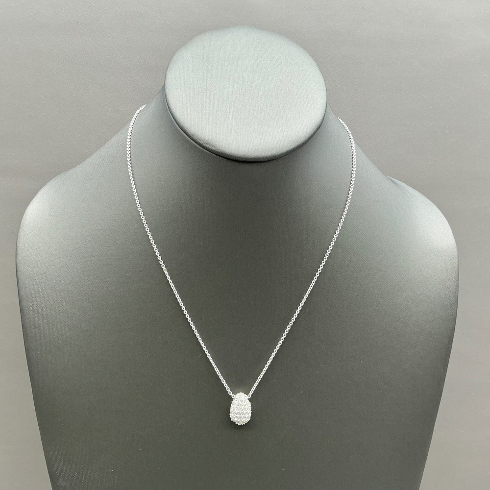 Nine West Necklace Silver Tone Pave Crystal Teardrop Pendant‎ Adjustable 18-20"